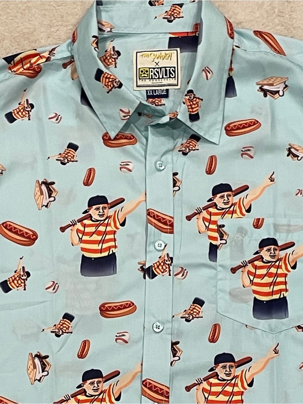 RSVLTS x The Sandlot "The Great Hambino" KUNUFLEX Button Up Shirt Mens Size 2XL